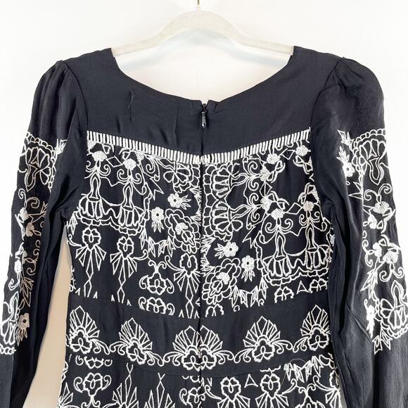 Vanessa Virginia by Anthropologie V Neck Embroidered Coquette Dress Black 2 NWT - Picture 14 of 14